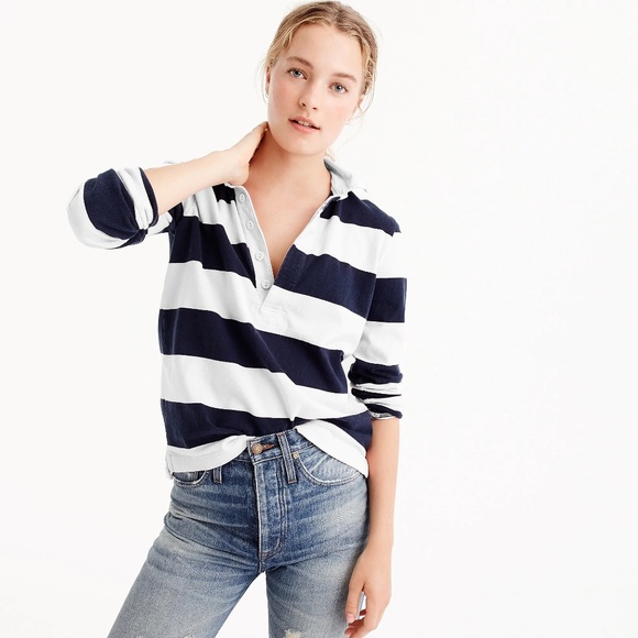 NWT J.Crew Women's 1984 Rugby Shirt in Stripe - Picture 3 of 4